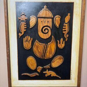 1996 wooden sculpted Ganesha